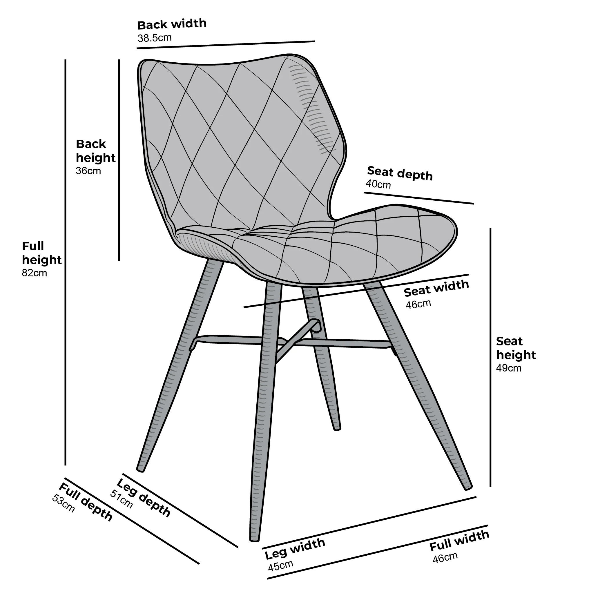 Set of 2 Ampney Velvet Diamond Stitch Dining Chairs with Metal Legs (Green Velvet) - Image 7