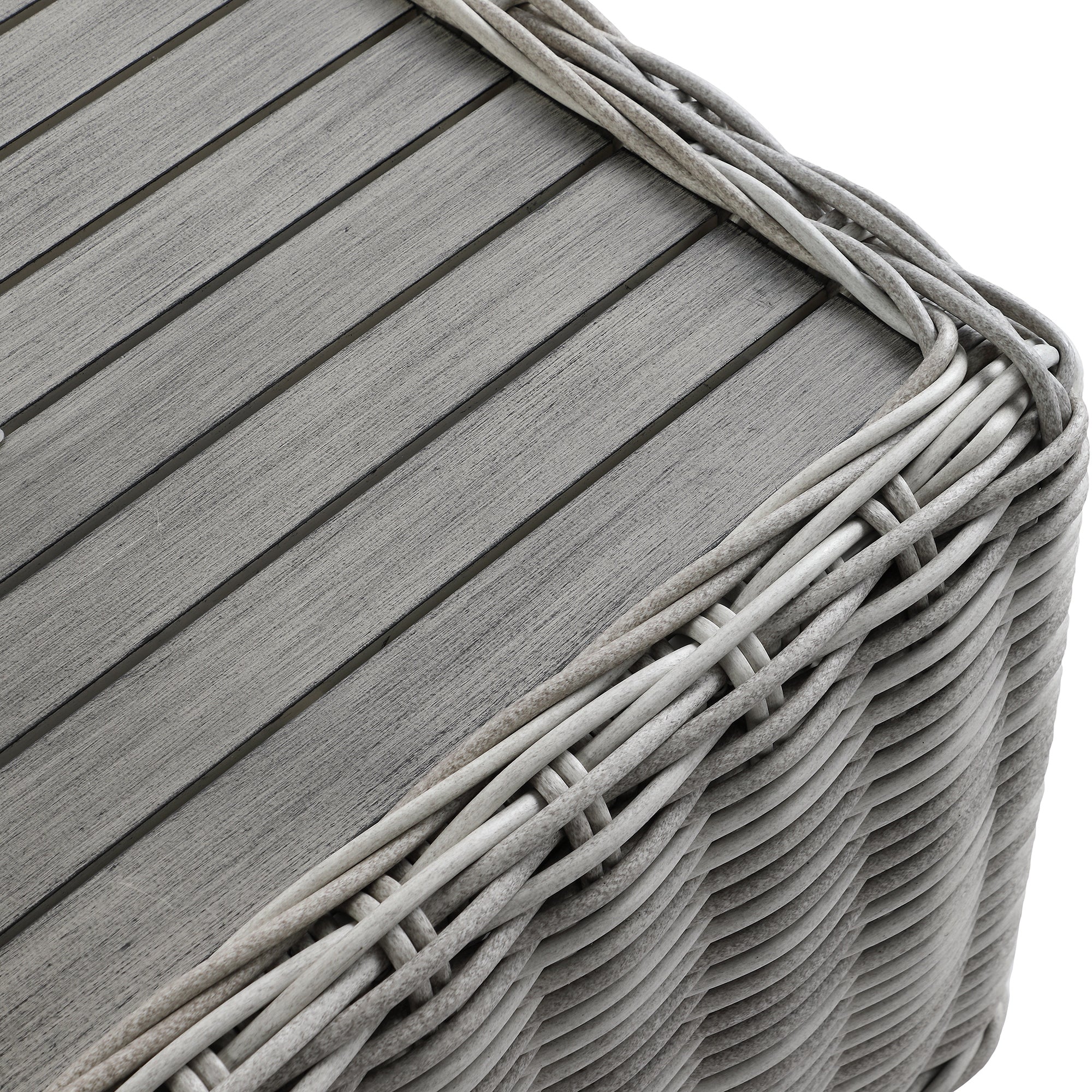 Bellagio Round Wicker Sofa Set with Coffee Table, Light Grey with Taupe Stripes - Image 9