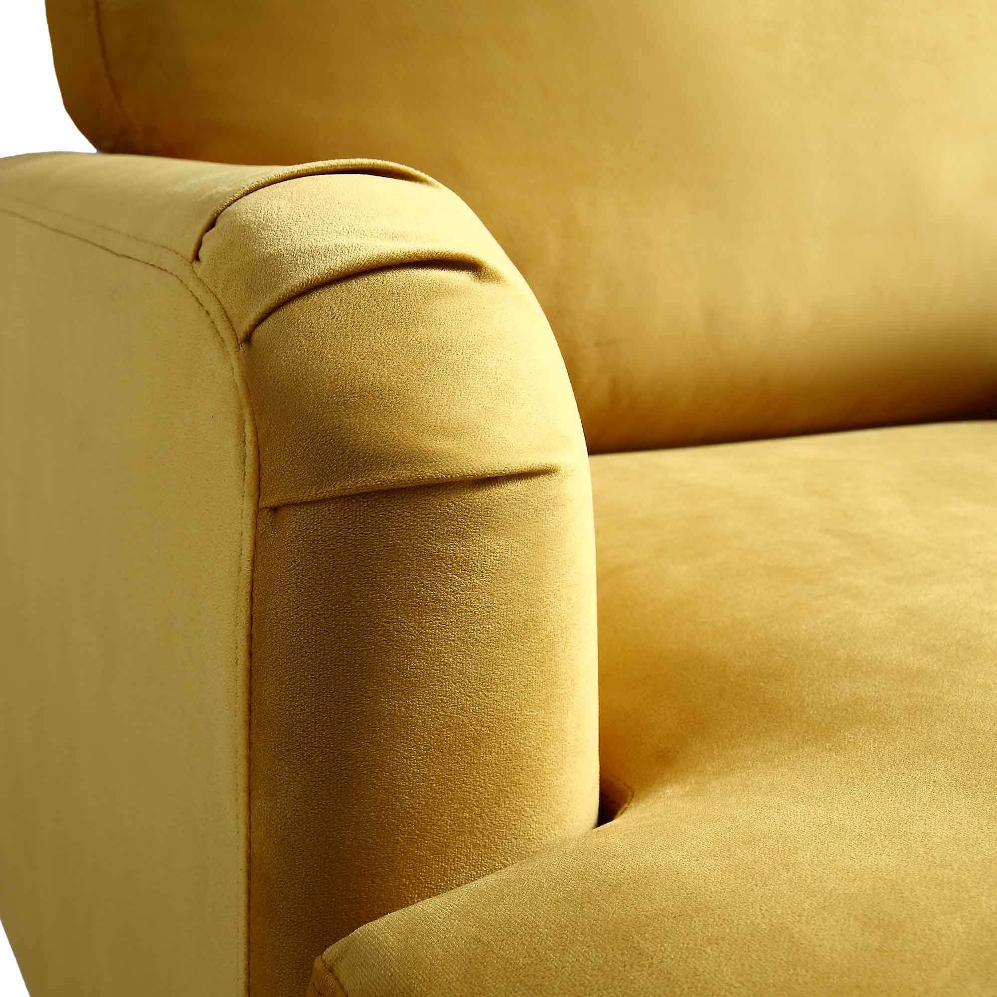 Brigette Mustard Velvet Armchair with Antique Brass Castor Legs - Image 10