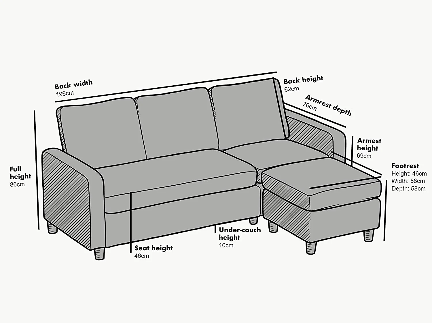 Campbell 3 Seater Sofa with Reversible Chaise in Green Velvet - Image 7