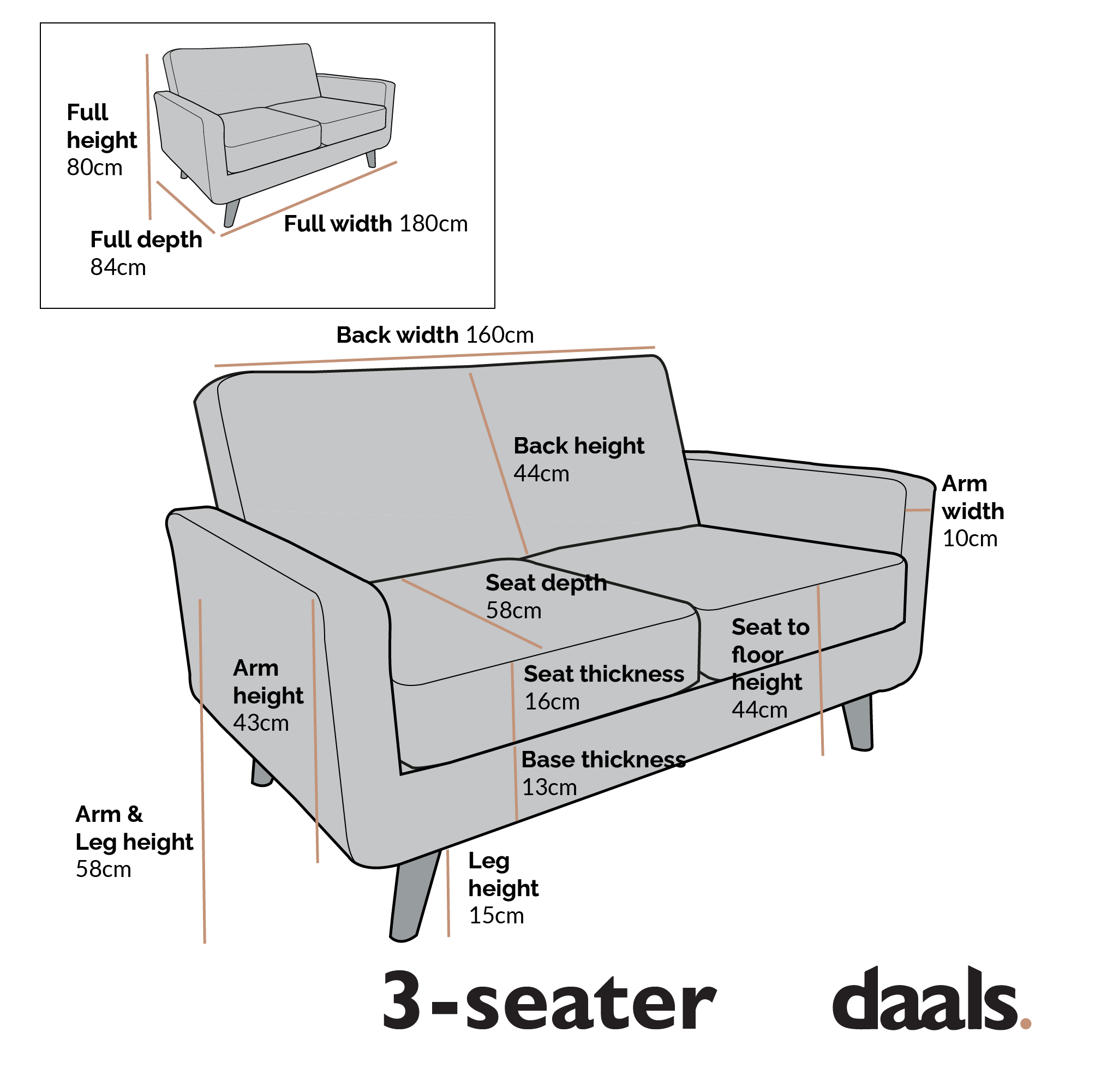 Clarence 3-Seater Sofa in Blush Pink Velvet - Image 5