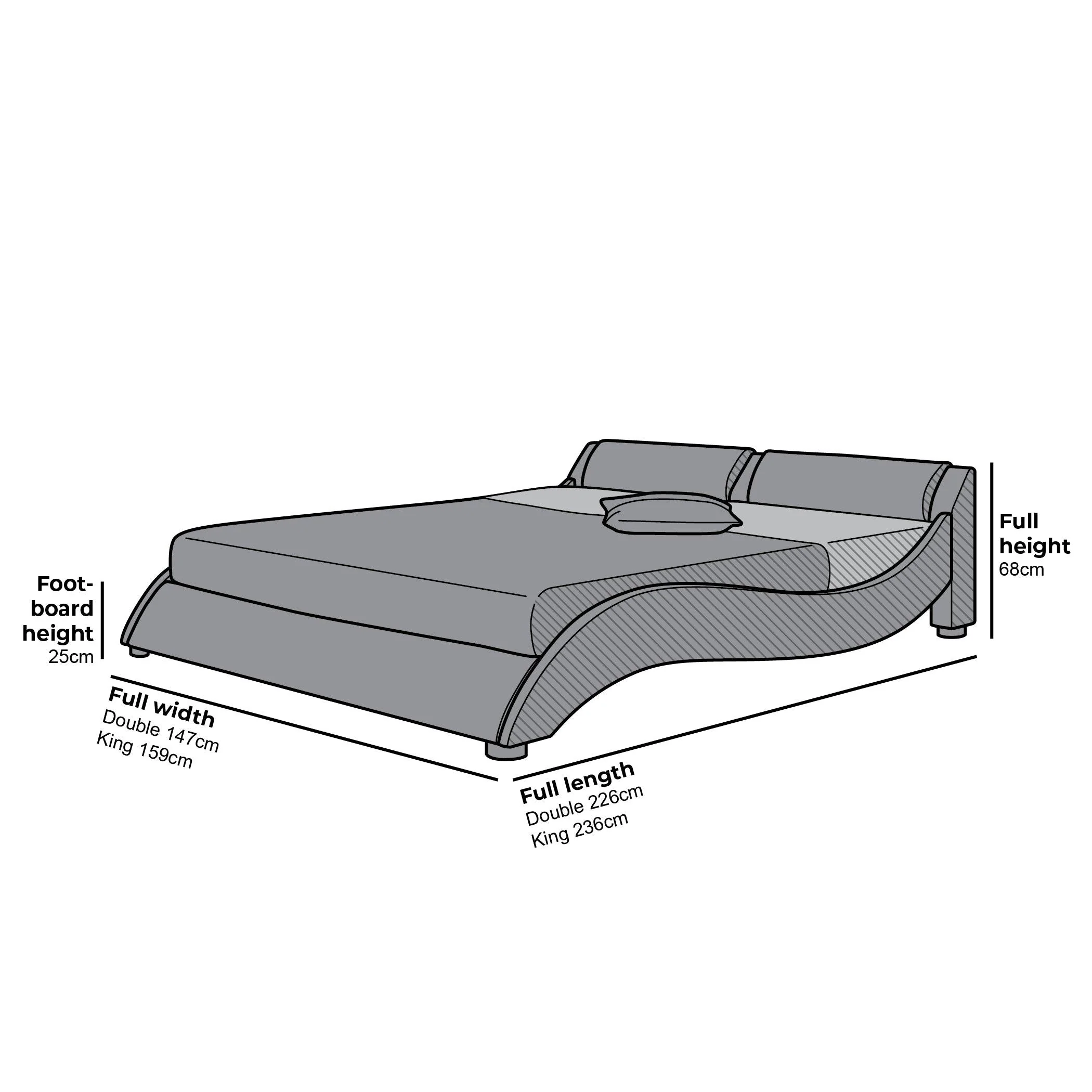 CORVUS Faux Leather Upholstered Bed Frame with Underbed LED Lights, Black - Image 8