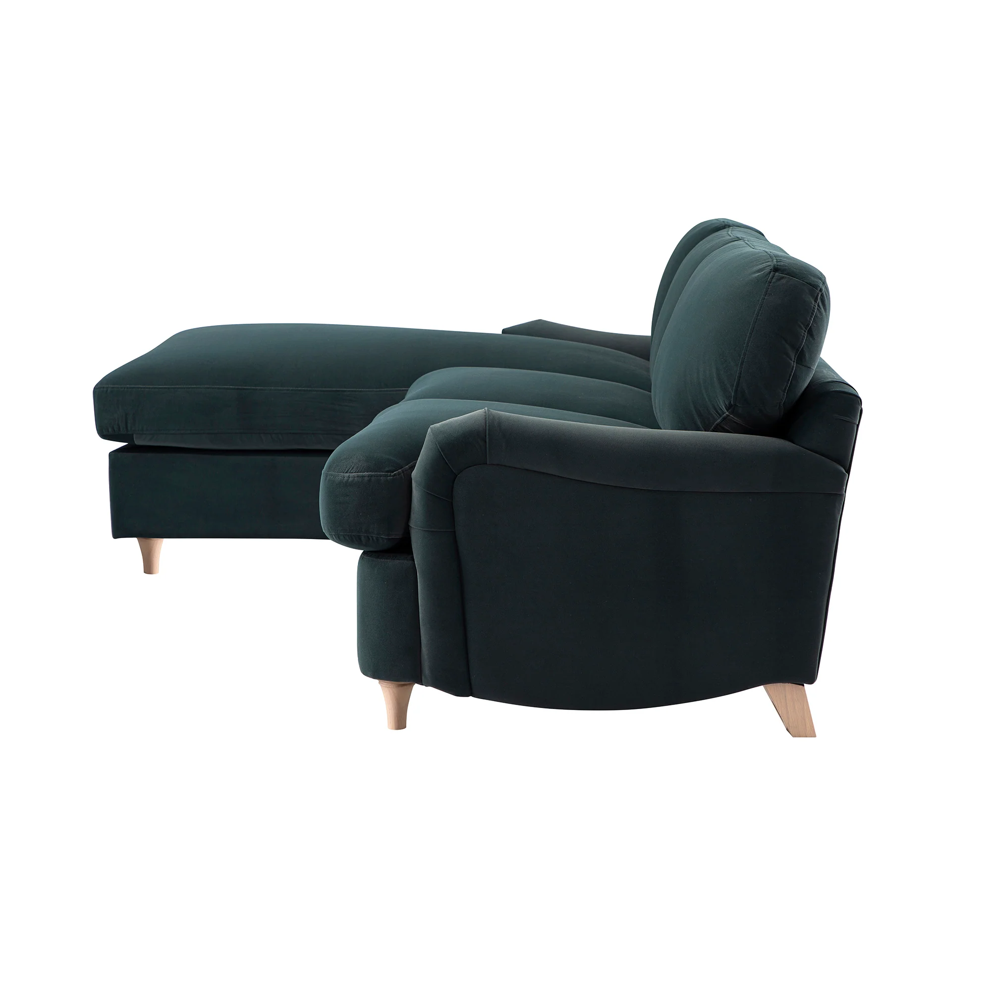 Daphnis Aegean Blue Velvet Sofa Bed, Grande Chaise Left Hand Facing - Image 8