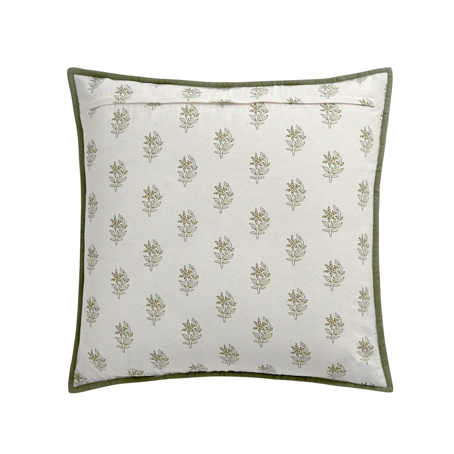 Darcy Floral Olive Green Quilted Reversible Linen Blend Continental Square Pillowcases - Pair - Image 2