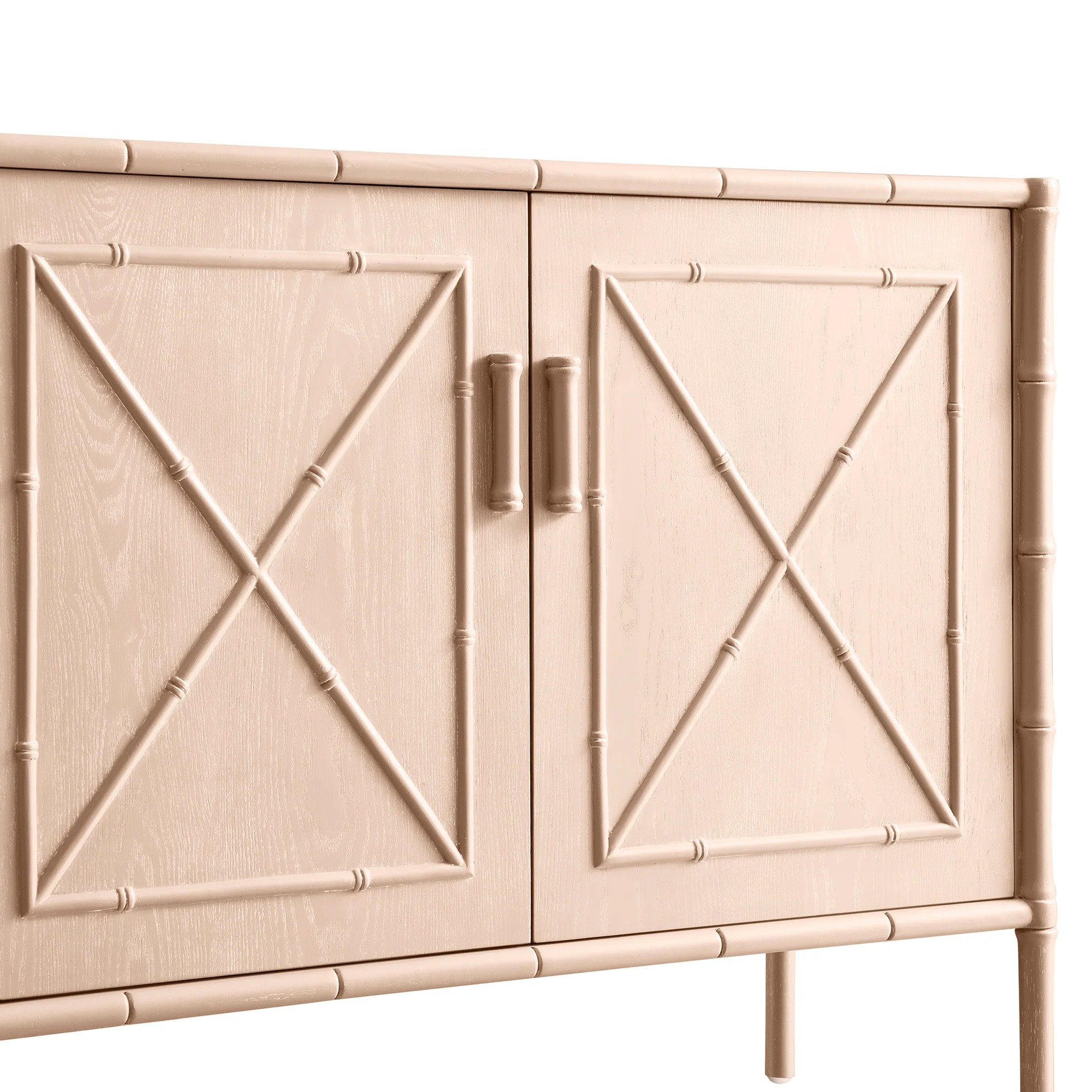 Elstowe Faux Bamboo Small Sideboard, Nude Pink - Image 8