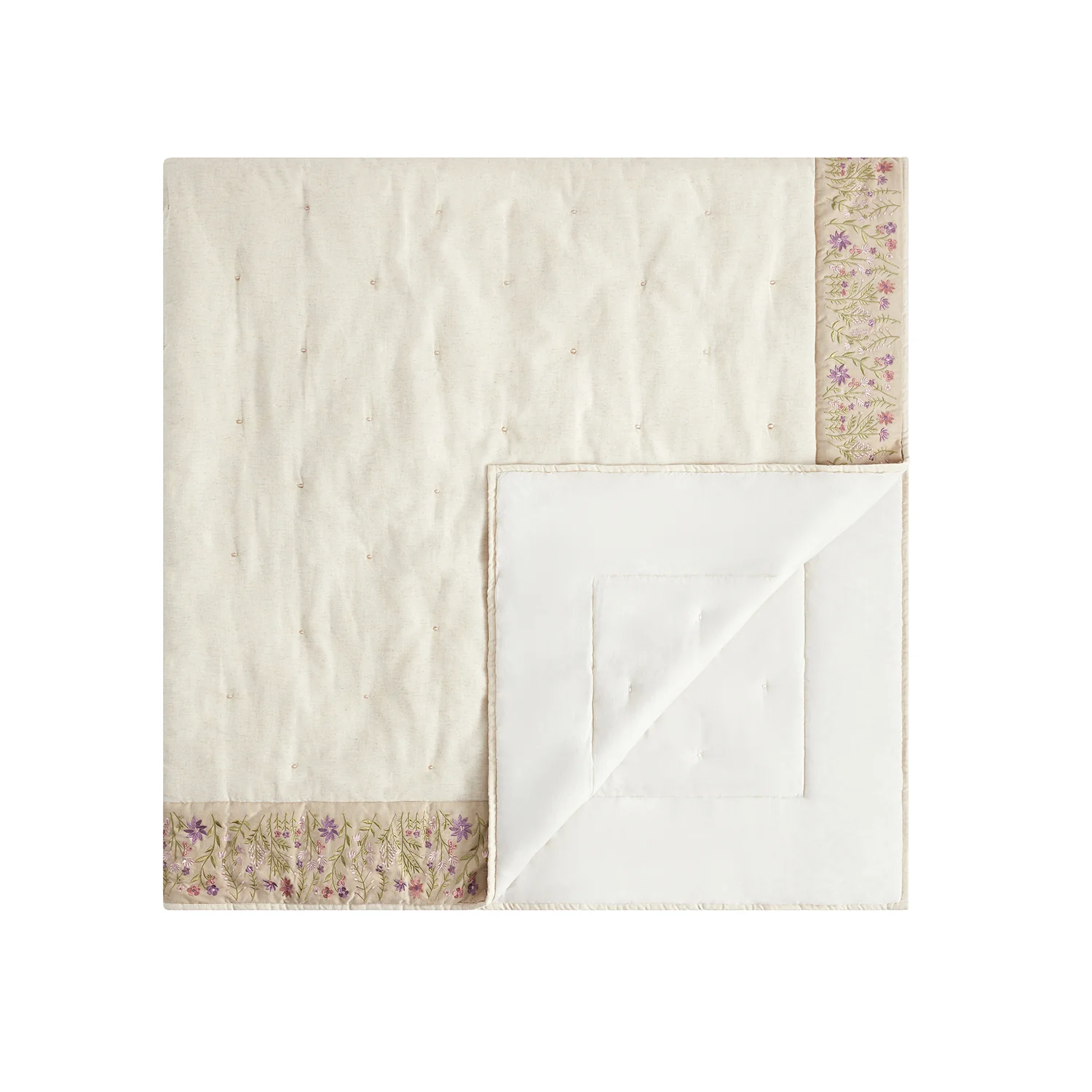 Evelyn Wildflower Embroidered Quilted Linen Blend Bedspread