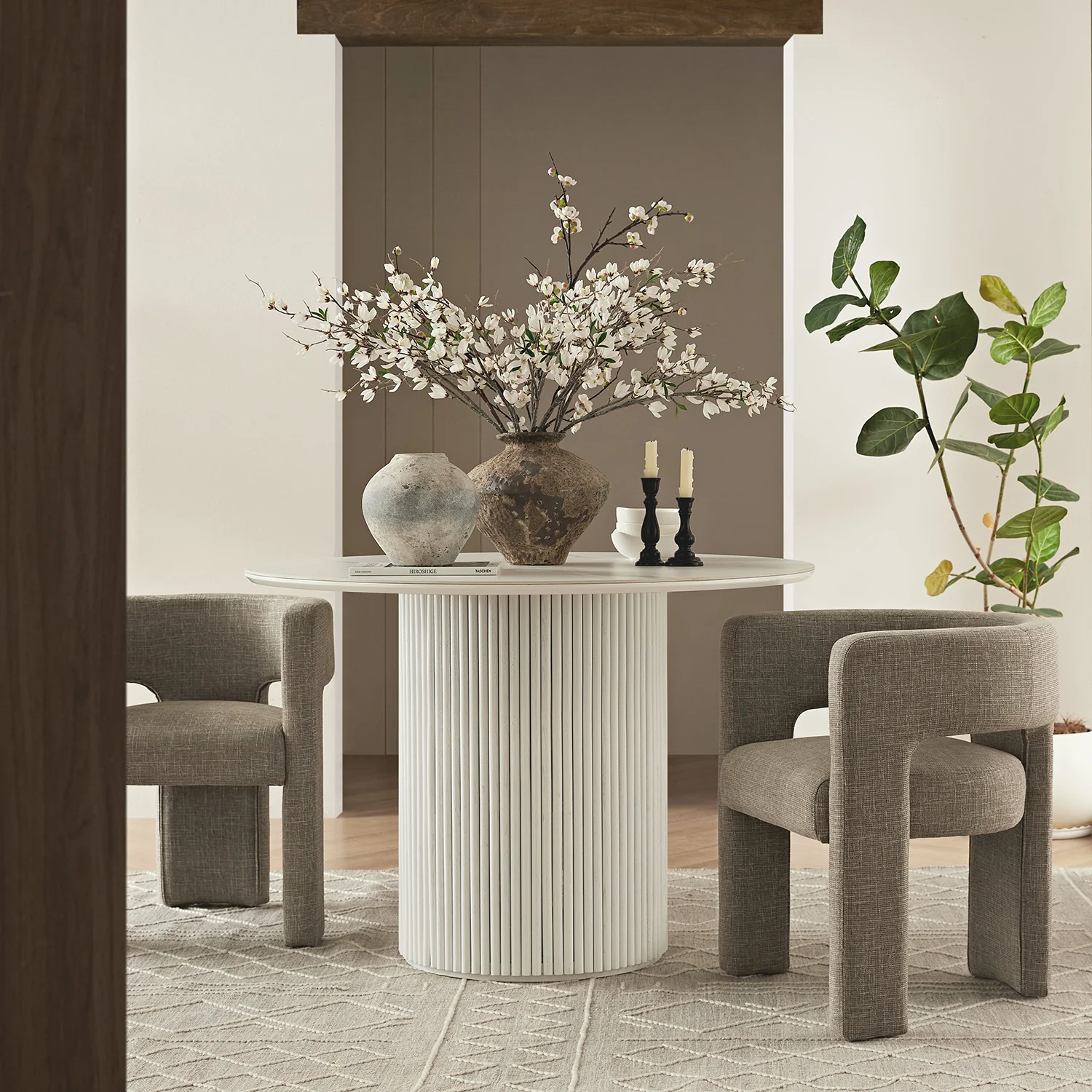 Greenwich Wheat Woven Textured Fabric Dining Chair