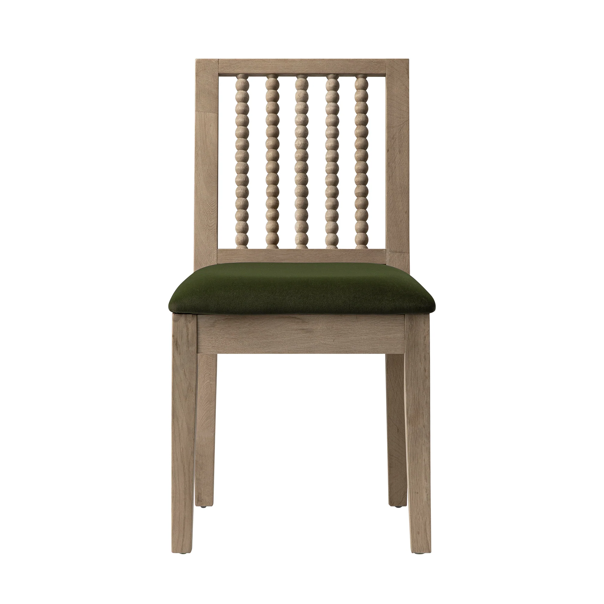 Hemingford Set of 2 Moss Green Velvet Bobbin Spindle Washed Oak Dining Chairs - Image 8