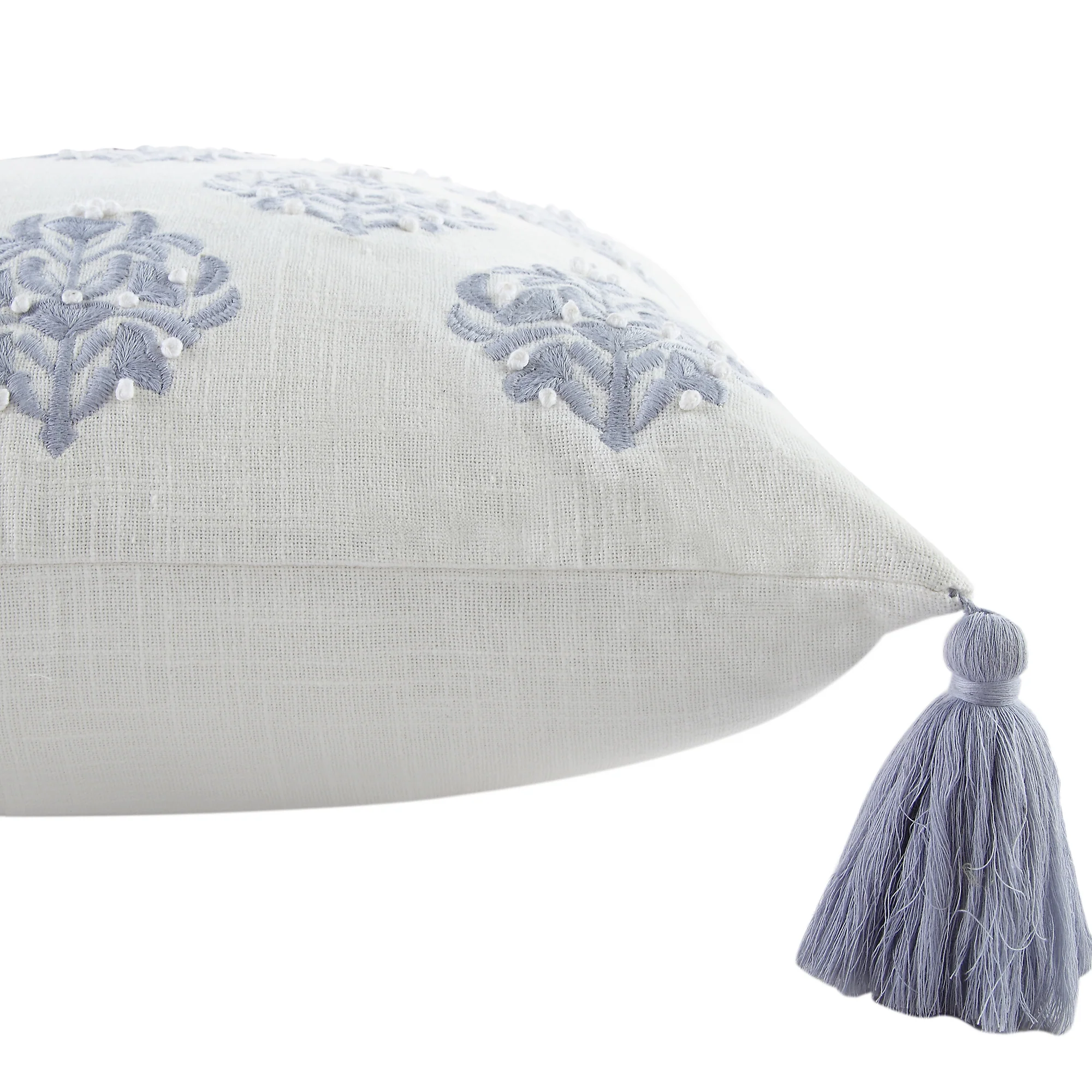 Indigo Collection Ava French Knot White cushion - Image 5