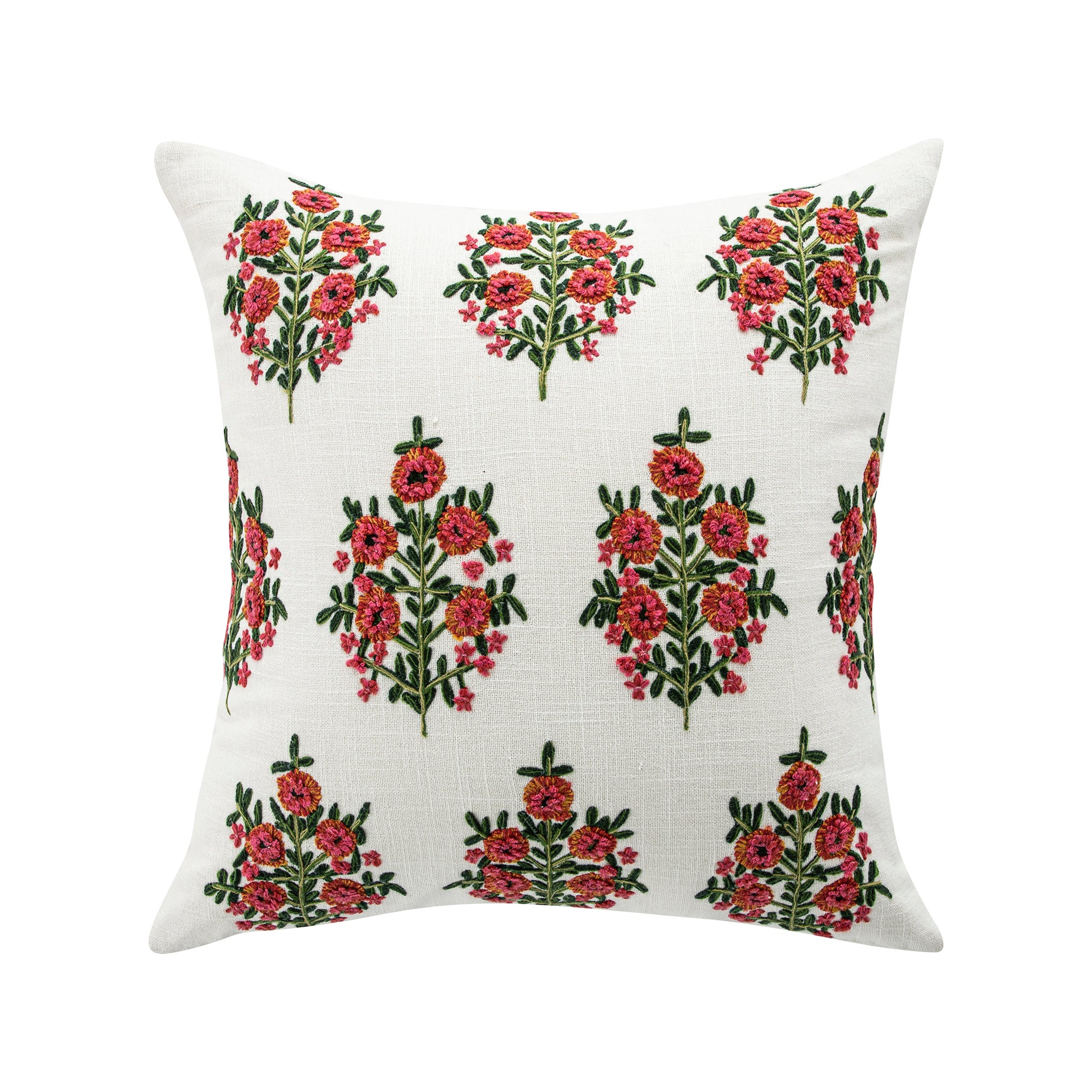 Indra Mughal Pink Wool Embroidered Cushion
