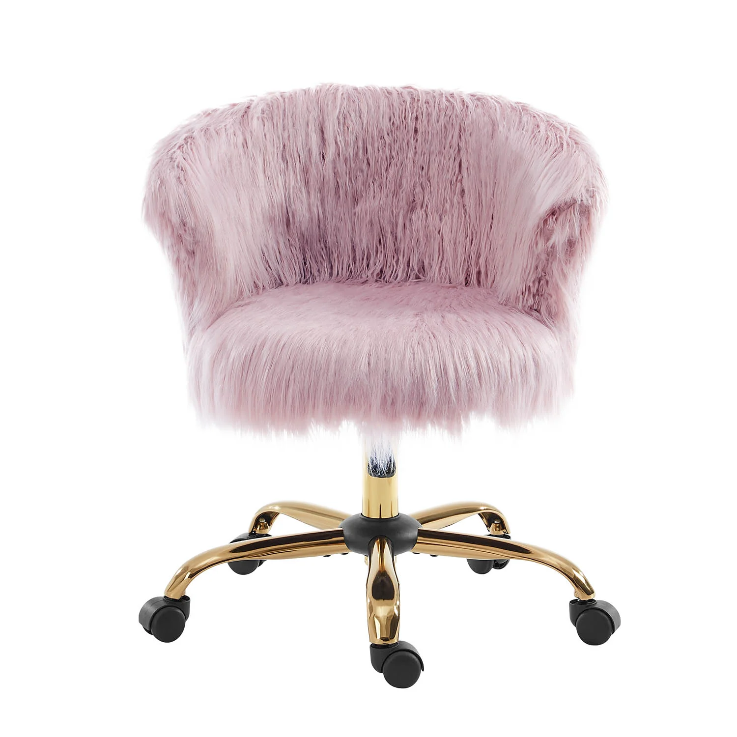 Kylie Plush Shaggy Faux Fur Swivel Chair, Pink - Image 5