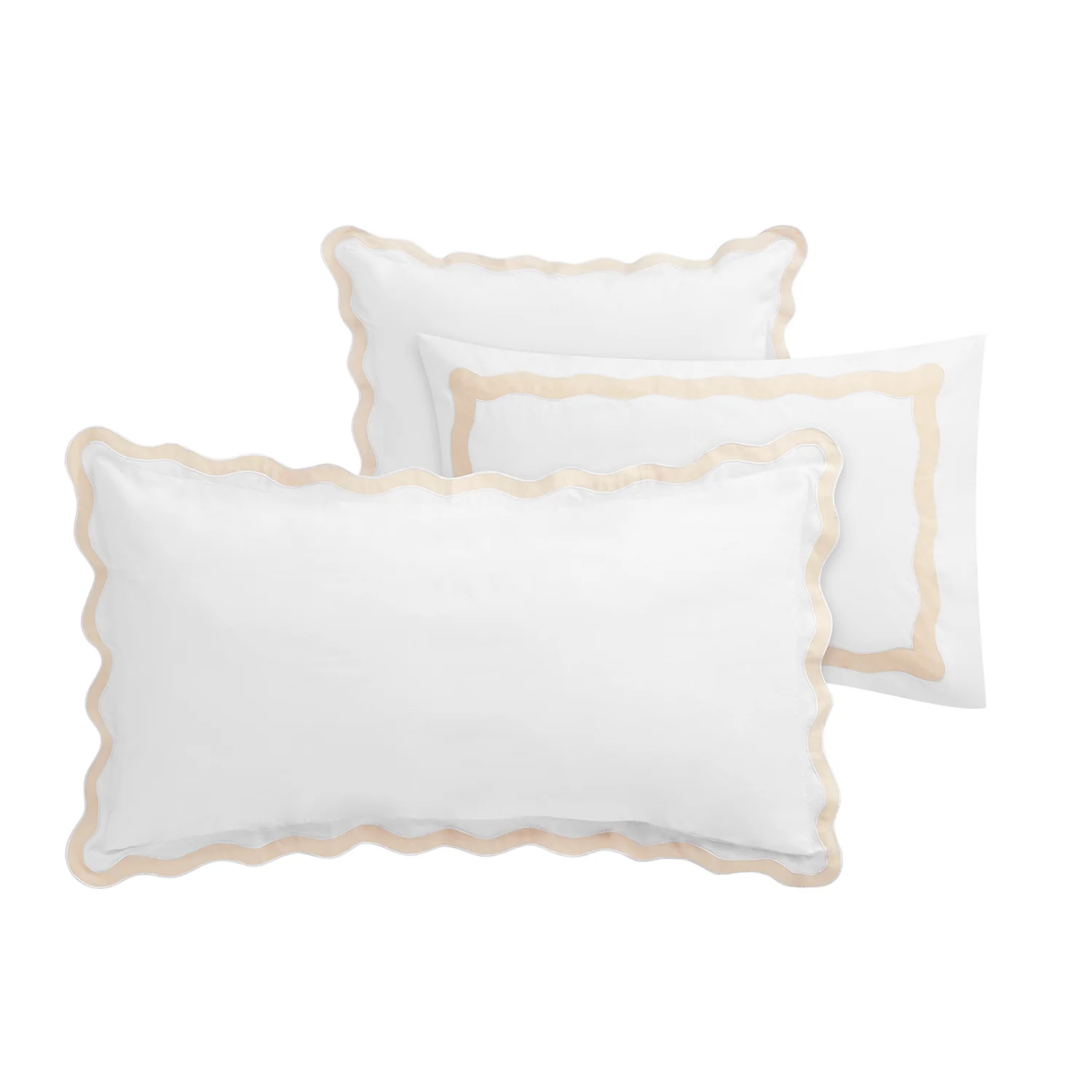 Lucinda Peach Melba Wave 300 Thread Count Cotton Percale Continental Square Pillowcases - Pair - Image 3