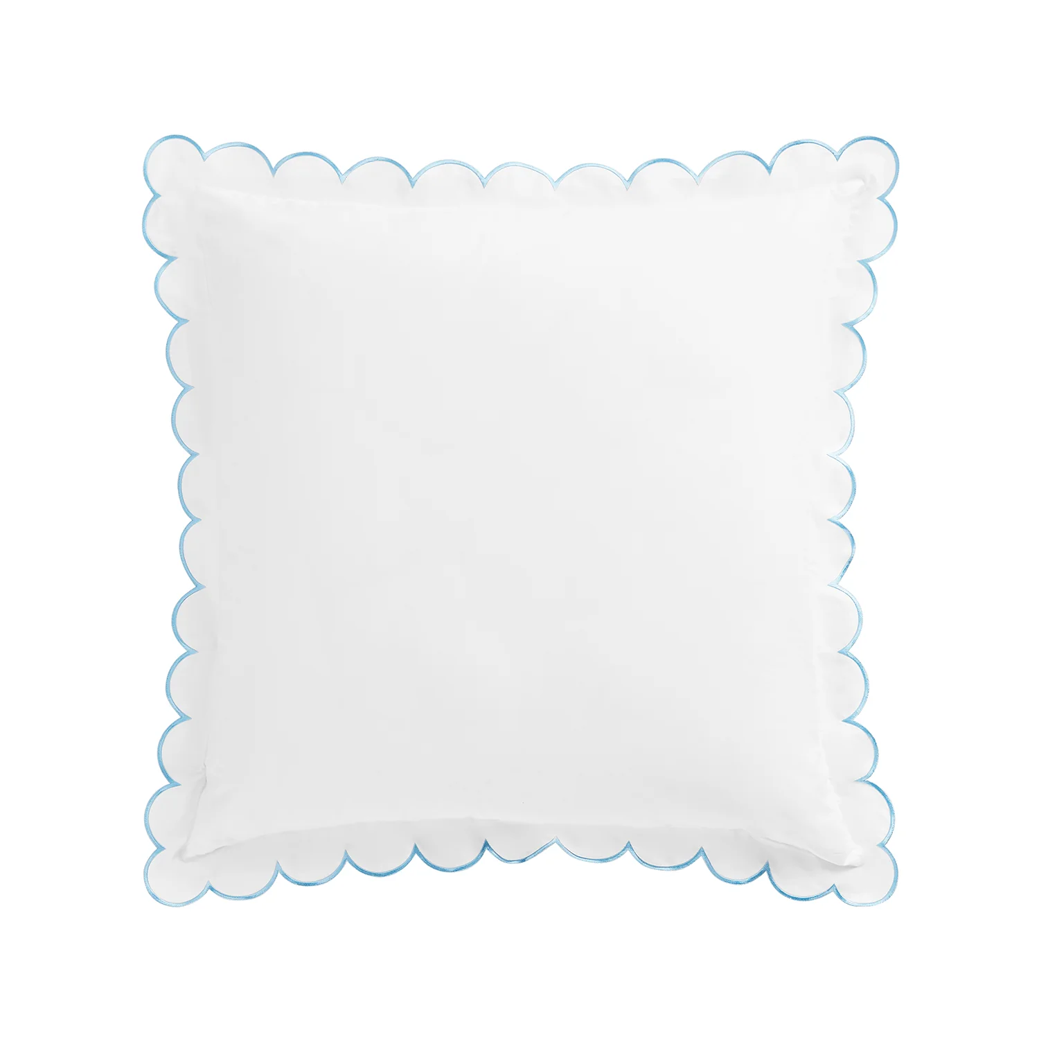 Margot Bluebell Blue Embroidered Scallop 300 Thread Count Cotton Percale Continental Square Pillowcases - Pair