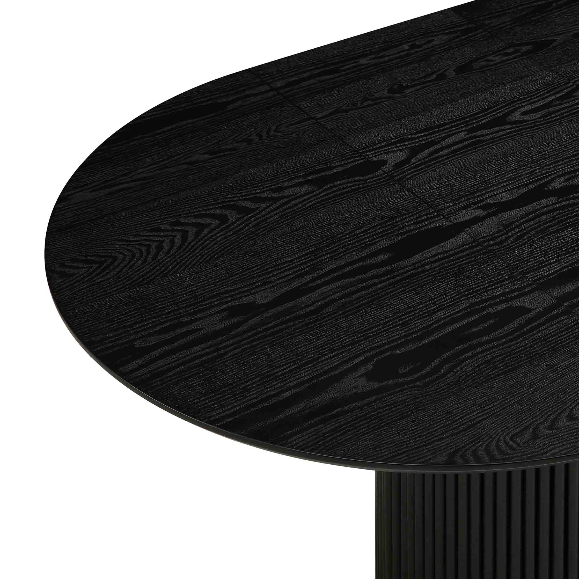 Maru Round 4-6 Seater Extending Oak Pedestal Dining Table, Black - Image 13