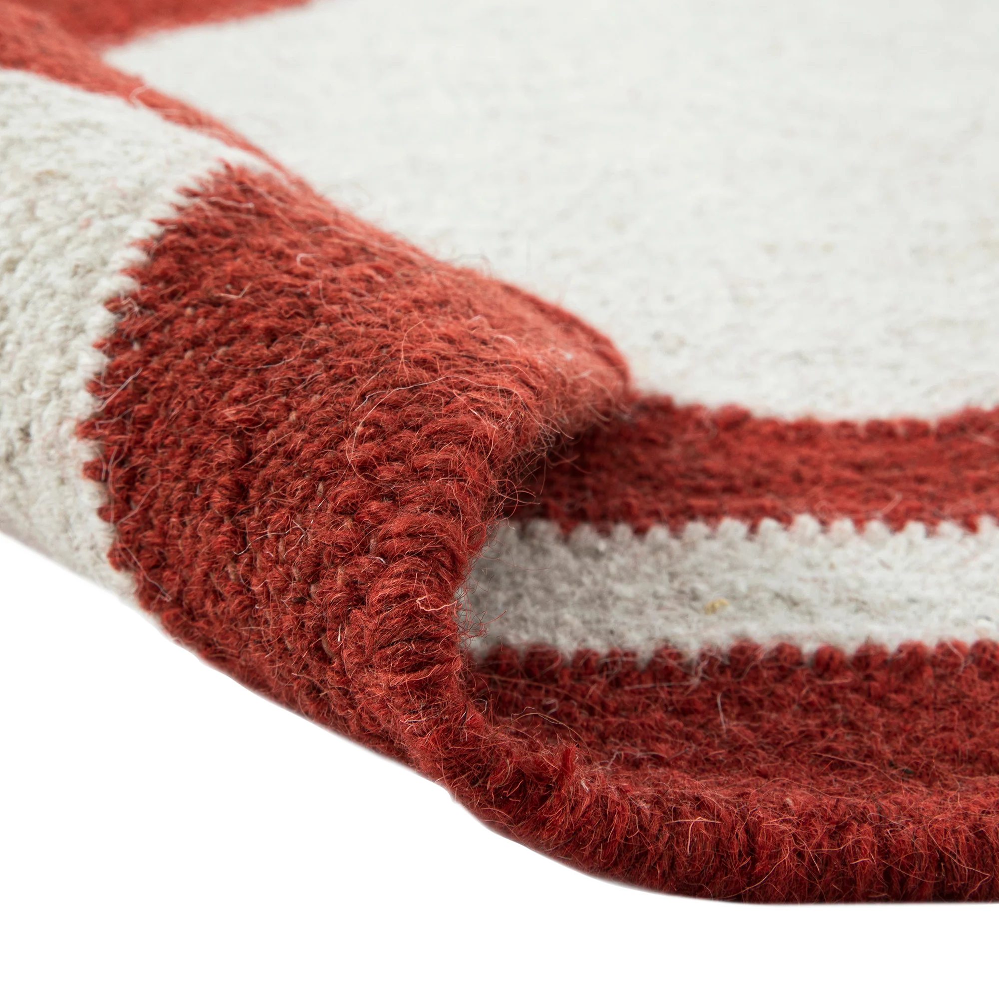 Matilda Scarlet Red Scallop Border Handwoven Wool Rug - Image 6
