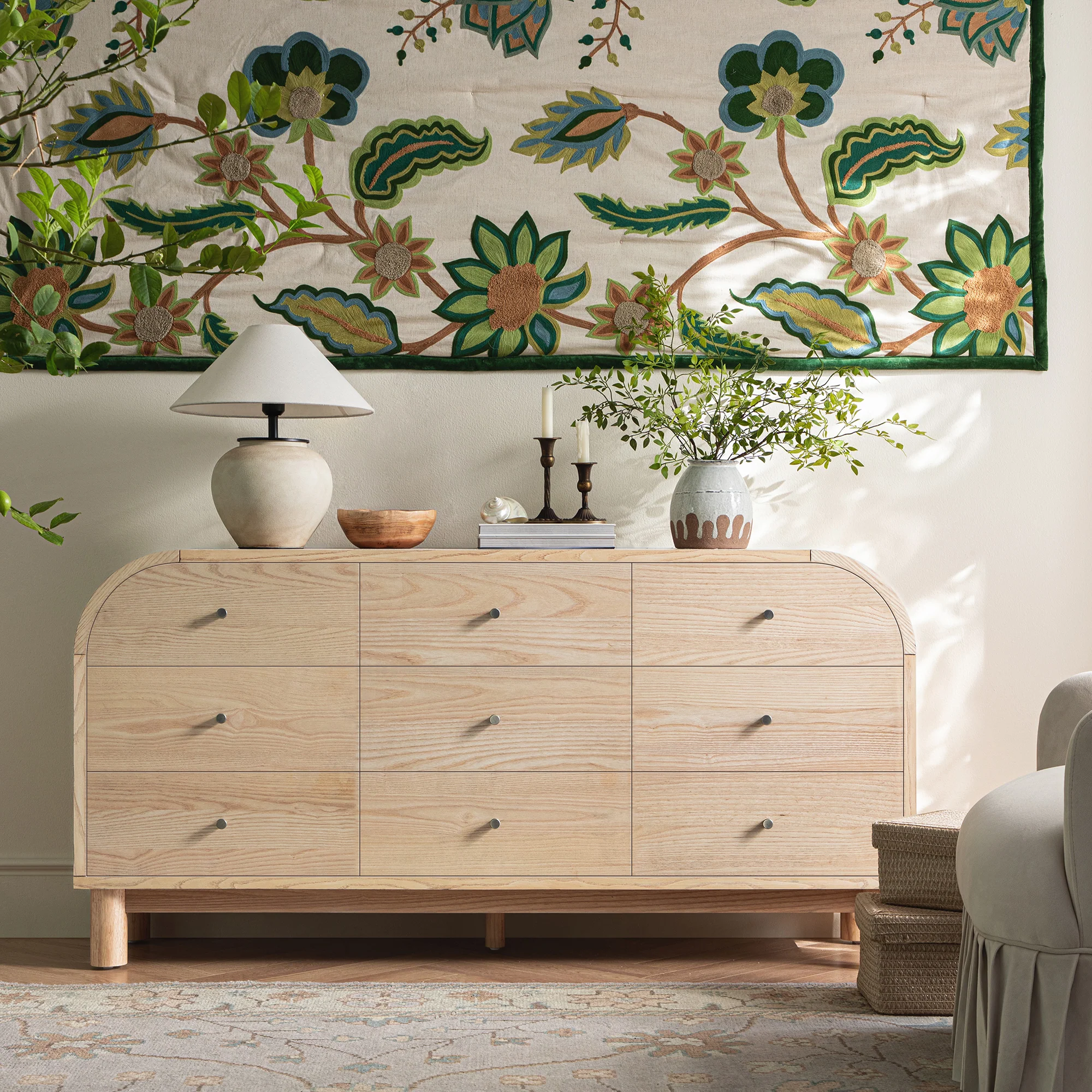 Maude 9 Drawer Chest, Natural Ash