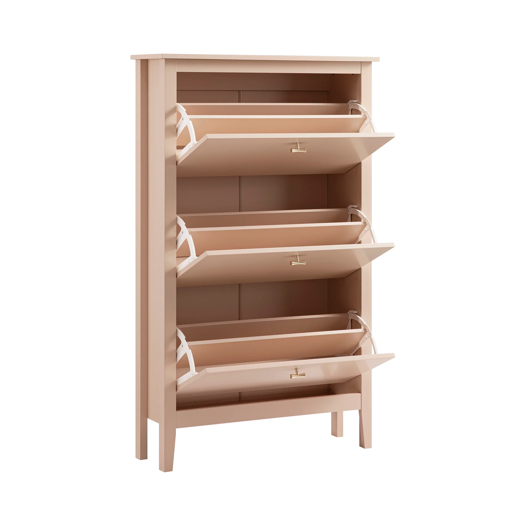 Oakham 3-Tier Shoe Cabinet, Nude Pink - Image 4