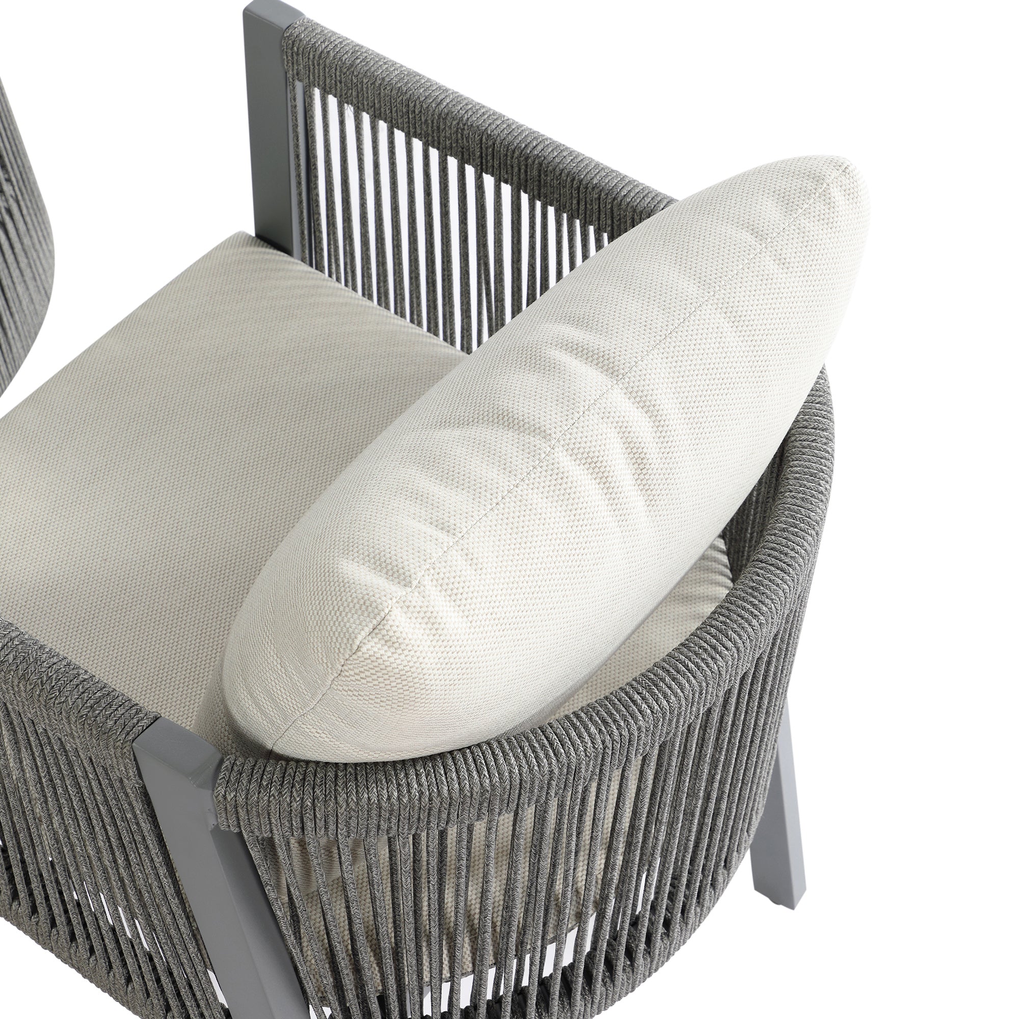 Pedra Rope and Aluminium Outdoor 4-Seater Round Dining Set, Grey - Image 11