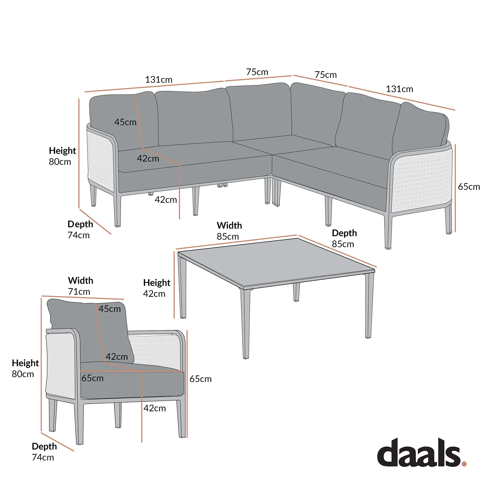Pienza Outdoor Rattan Corner Sofa Set, Sage Green Fabric with Light Walnut Frame - Image 3