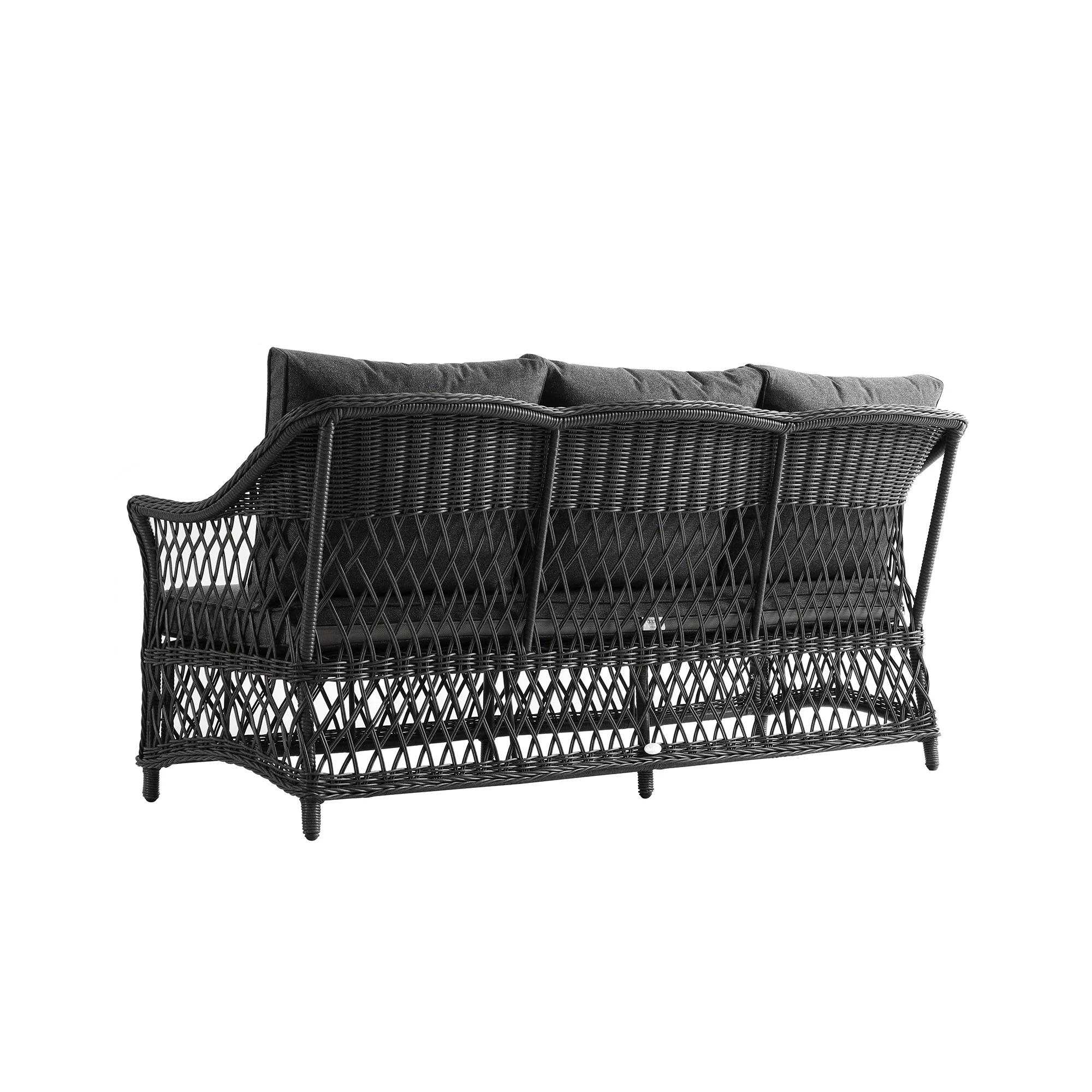 Willowbrook Lattice Weave Rattan 5-Seater Sofa Set with Rising Table, Dark Grey - Image 9