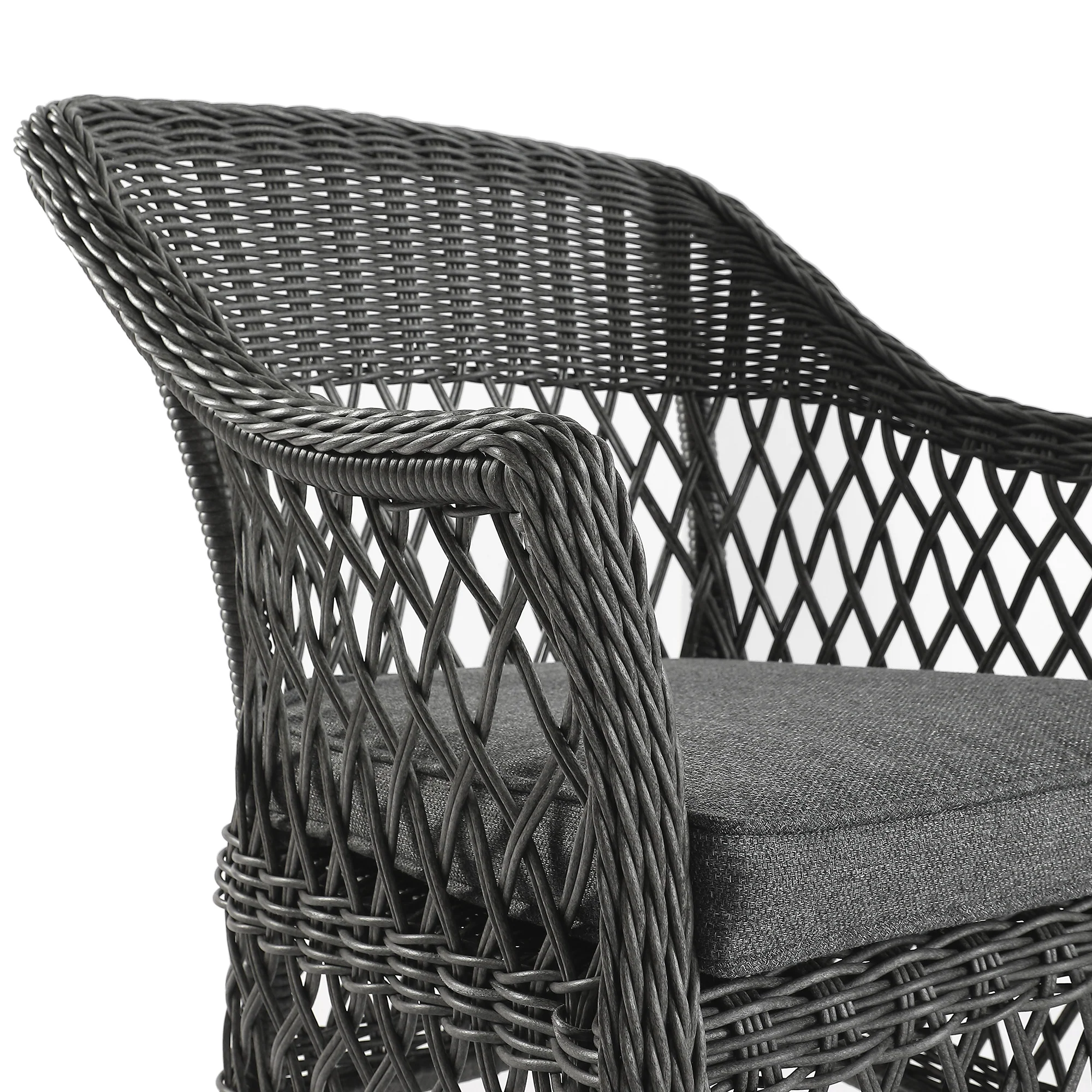 Willowbrook Lattice Weave Rattan Bistro Set, Dark Grey - Image 8