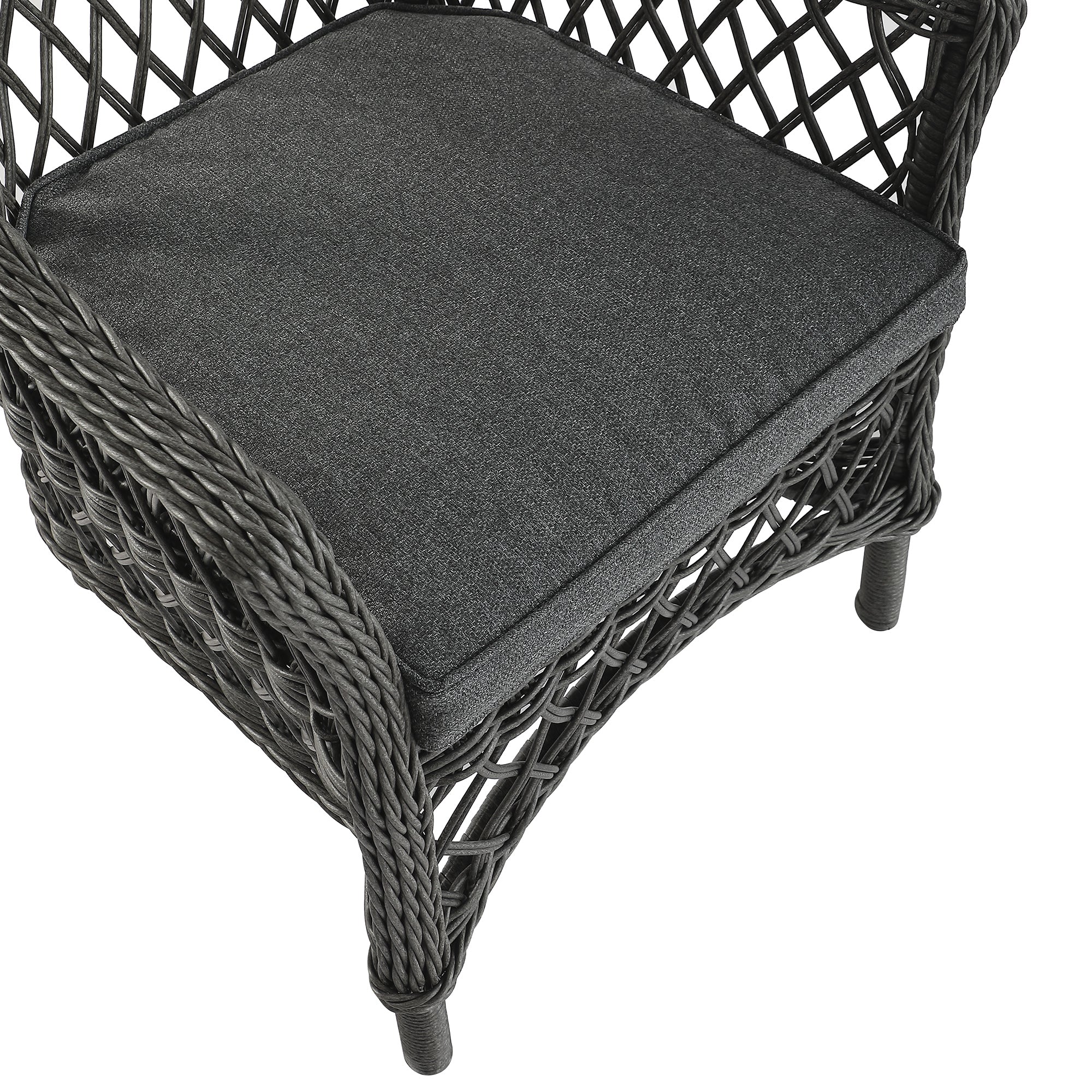 Willowbrook Lattice Weave Rattan Bistro Set, Dark Grey - Image 9
